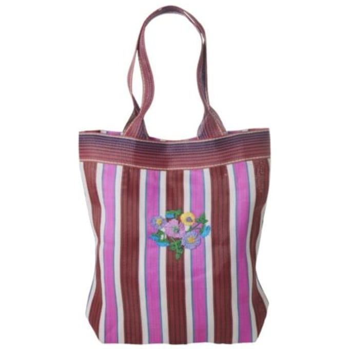 Rice gerecycled plastic shopper strepen - bloemen