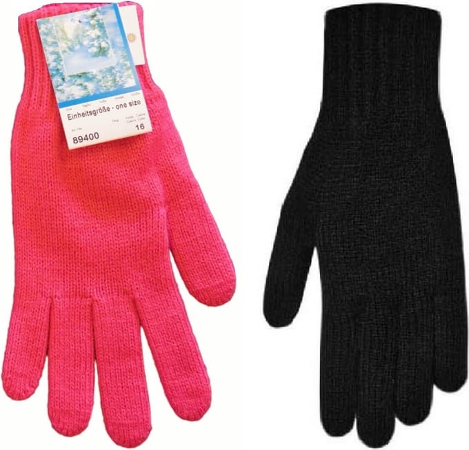 Handschoenen dames winter gebreid - binnenkant opgeruwd - prijs per 2 paar