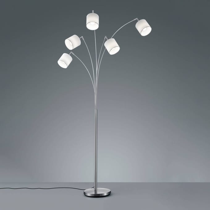 REALITY TOMMY - Vloerlamp - Nikkel mat - excl. 5x E14 3,5 W - Voetschakelaar