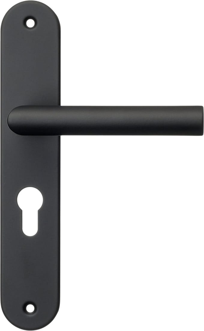 Ostiumhome® Belluno - Deurklink met Cilindergat - Mat Zwart - op Schild - Rond - Complete Set