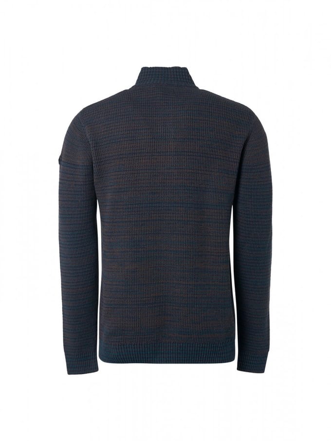 Pullover halve rits + knoop Multi gekleurd jacquard