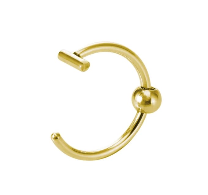 Cabantis Fake Lip Ring met 1 Balletje - Piercing - Sieraden - 10 mm - Goudkleurig