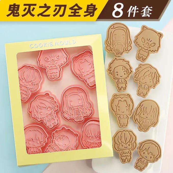 Demon Slayer Taart Koekjesvorm Verzameling Tanjirou Nezuko DIY 3D Bakvorm Koekjes Gereedschap Set Keuken Wafel Bakvorm Koekjes Gadgets With box white