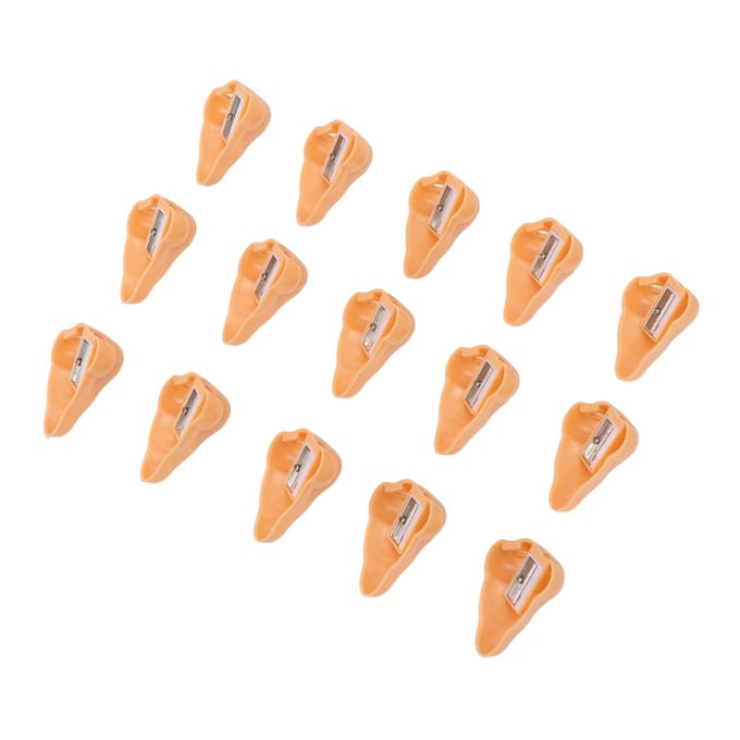 15 stuks Neusvorm Puntenslijpers voor Student Cartoon Plastic Puntenslijper voor School Thuis beige