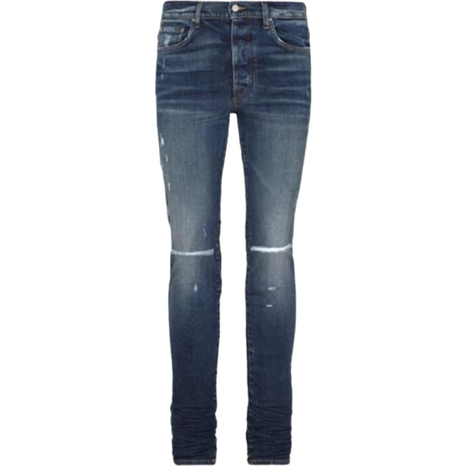 Amiri Slim Fit Slash Deep Klassieke blauwe denimjeans