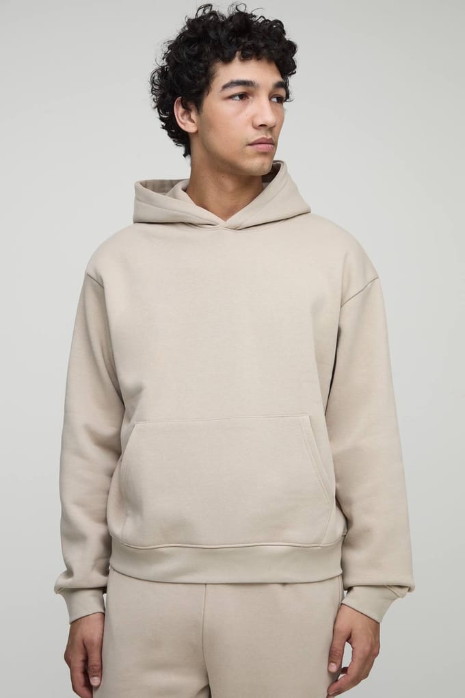 Essential Oversized Boxy Hoodie | Stone | Size Medium
