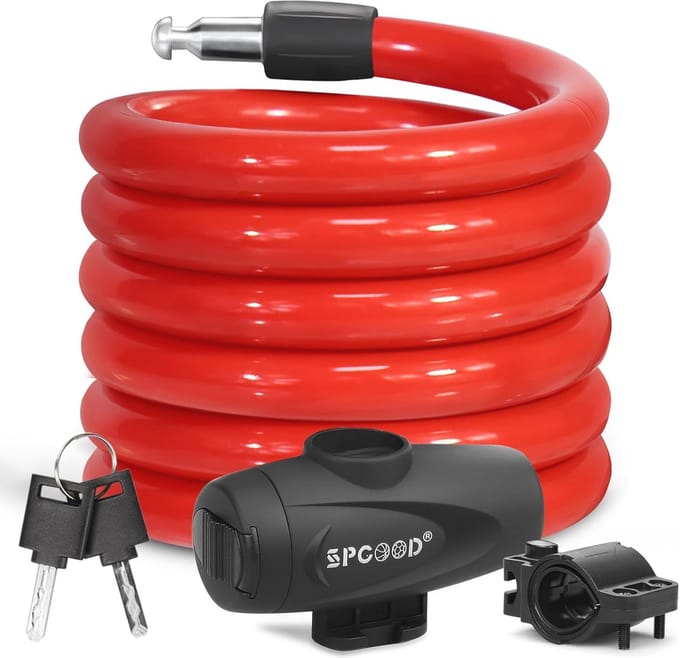 Fiets Kabel - Spiraalslot - Fiets Beveiligen - Extra Dik - 120cm - Rood