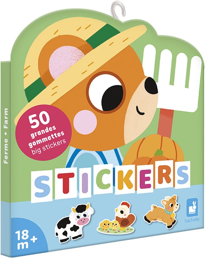 JANOD grote stickers boerderijdieren 50 stks 18 mnd+