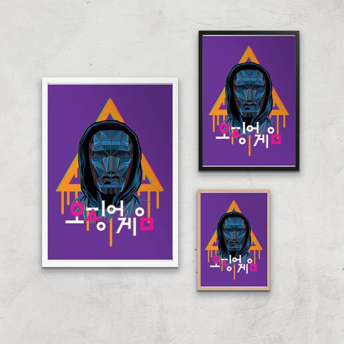 Squid Game Front Man Paint Giclee Art Print - A4 - Black Frame