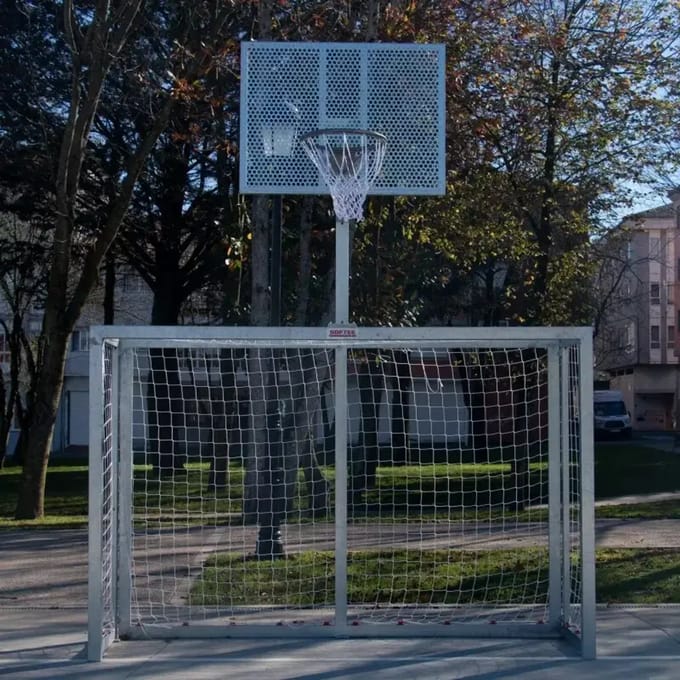 Set van 2 Futsal/Handbal doelen met gegalvaniseerde basketbal hoepel Softee Equipment