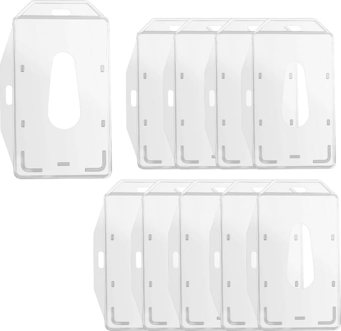 Badgehouder - Transparant - Verpakking van 10 - Stevig plastic - Voor standaardkaarten - Multifunctioneel