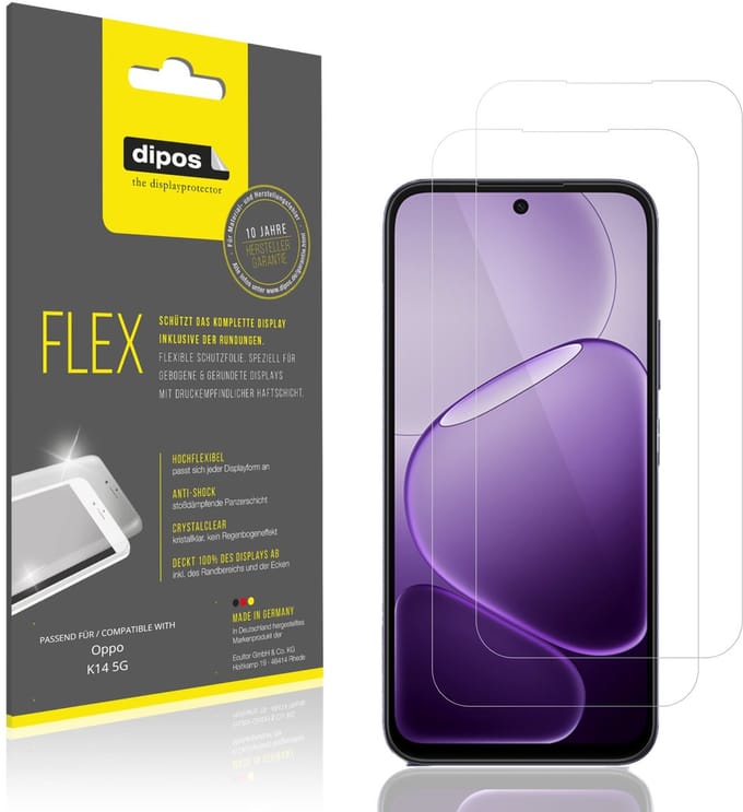 dipos – 2x Beschermfolie geschikt voor Oppo K14 5G | 3D Full Cover Screenprotector | 100% Passend