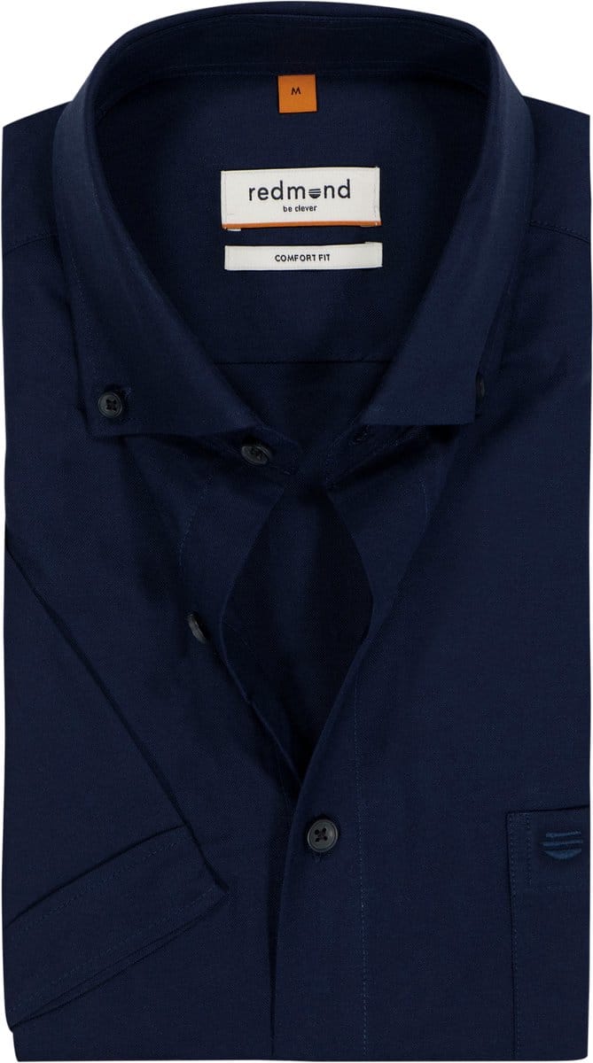 Redmond comfort fit overhemd - korte mouw - Oxford - donkerblauw