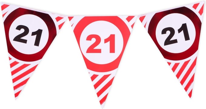 Vlaggenlijn ''21'' - 21 jaar - Slinger - 4 het moment! - 3 meter