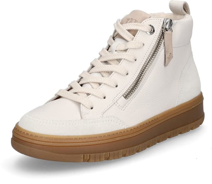 Enkelhoge sneakers rundnappaleer Van Paul Green wit