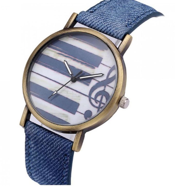 Hidzo Horloge Piano - Ø 37 mm - Blauw - Kunststof