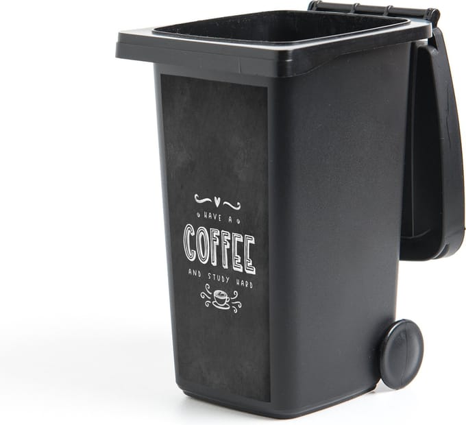 Container sticker Koffie - Studeren - Spreuken - Studenten - 38x80 cm - Kliko sticker