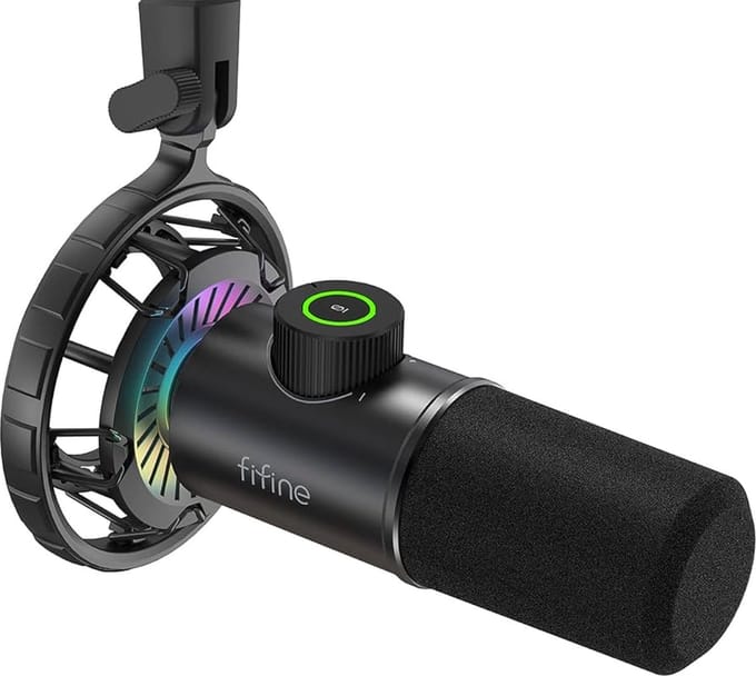 FIFINE K658 - Gaming Microfoon Dynamische - Podcast Streaming PC PS4 PS5 - USB RGB - Zwart