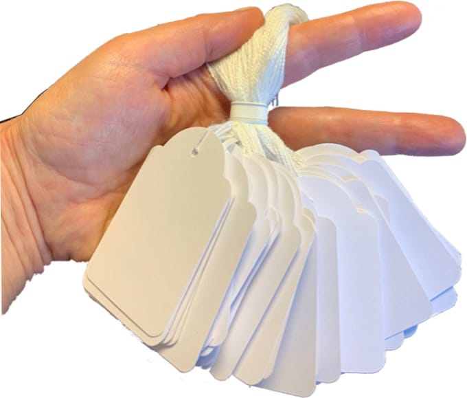 100 Prijskaartjes met koord - 4,5x6,5cm - 100stuks - Wit -