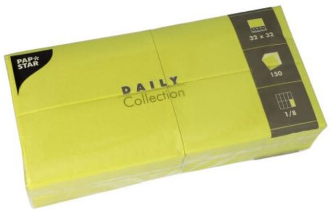 150 Servetten DAILY Collection 1/8 vouw 32 cm x 32 cm lime