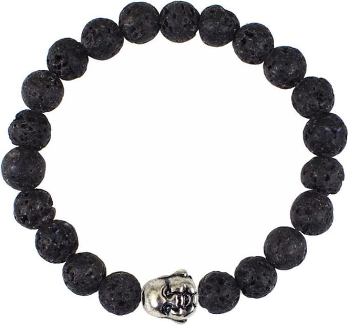 Fako Bijoux® - Buddha Armband - Smile - Lavasteen