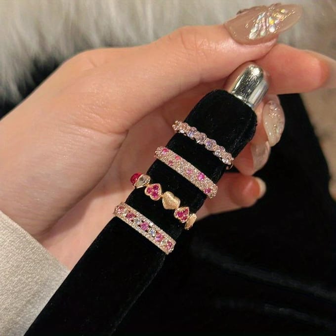 Openende Ring Elegante Roze Glanzend Schitterend Stapelbare Dames Sieraden Cadeau resizable gray