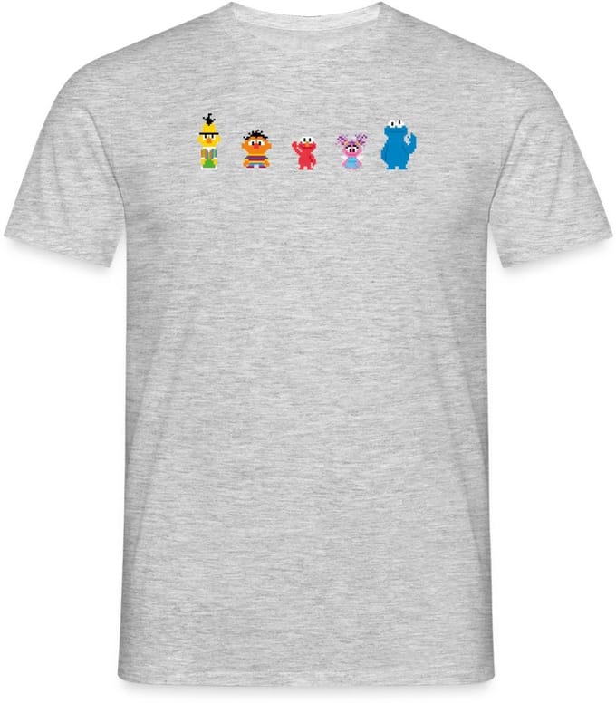 Sesamstraat Pixelontwerp Personages T-Shirt Heren