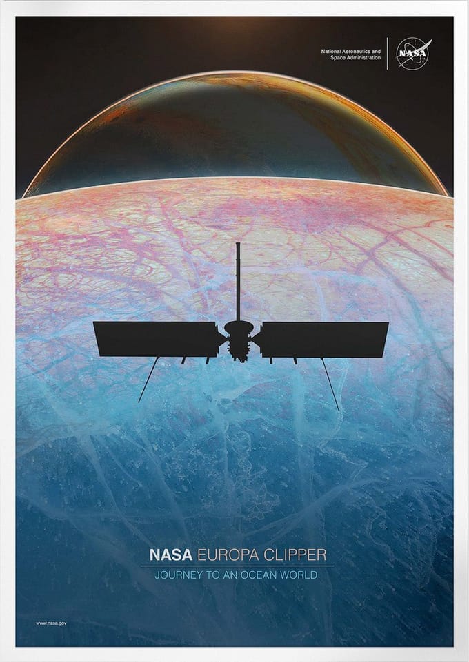 Europa Clipper Journey | Space, Astronomie & Ruimtevaart Poster | A3: 30x40 cm