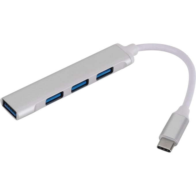 C809 Type C USB Hub 4-poorts USB 3.0 Data Hub Adapter Draagbare USB 3.0 Hub Verlengkabel Splitter 4 zilver