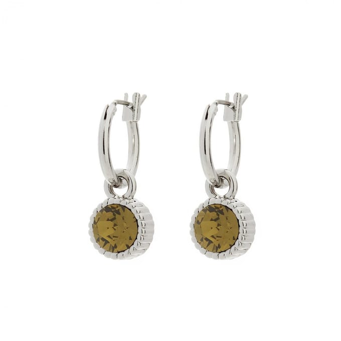 Biba Oorhangers Zilver met gekleurde steen Khaki