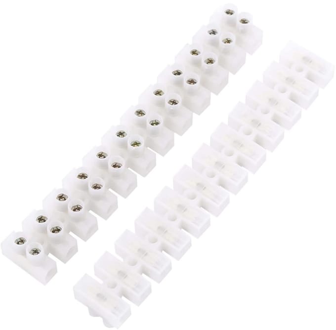 Schroefklemmenblok - Klemstrip Aansluitblok - Elektrische Verbindingen - Verdeelbare Strips - 10 Stuks - Wit