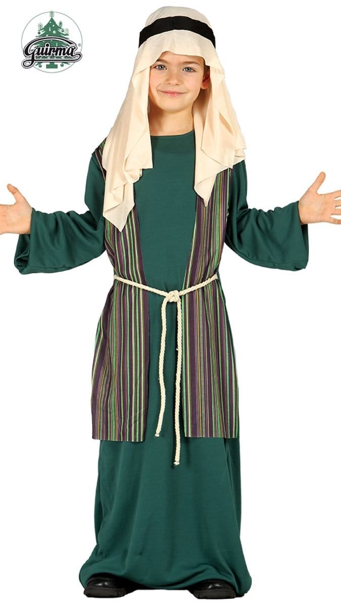 Fiestas Guirca - Kinderkostuum Sint Jozef herder groen 5-6 jaar
