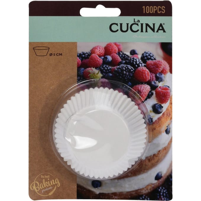 Muffin en cupcakes maken vormpjes - papier - wit - set 100x stuks - 5 cm