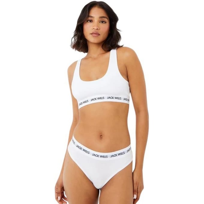 Jack Wills Dibsdall katoenen jersey bralette voor dames (set van 2) (Wit)
