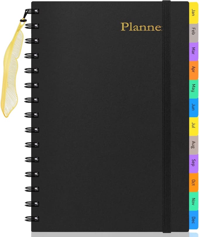 Dagplanner 2023-2024 - Maandelijkse Planner - Tijdmanagement - Met Tabbladen - A5 Formaat - Zwart