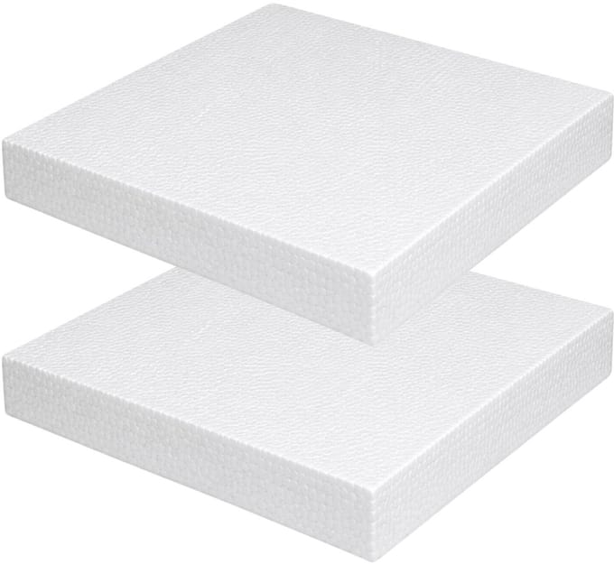 Piepschuim vormen - vierkant - 2x - 20 x 20 x 3 cm - styropor hobby / DIY vorm - basis knutselfiguren
