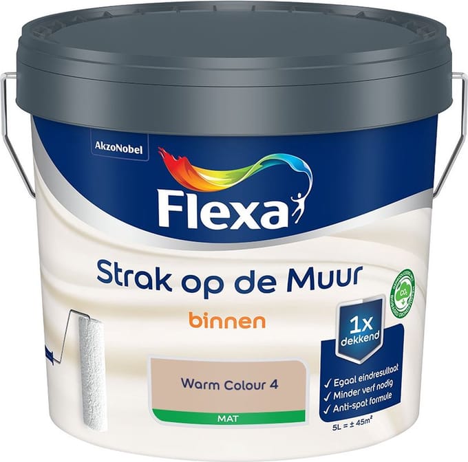 Flexa - Strak Op De Muur Binnen Mat - Warm Colour 4 - Mengverf - 5 L