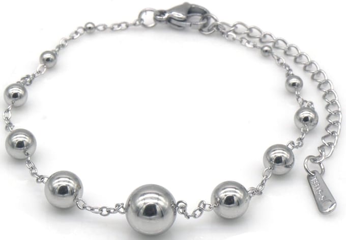 RVS bolletjes armband 16-21 cm – zilverkleurig – dames