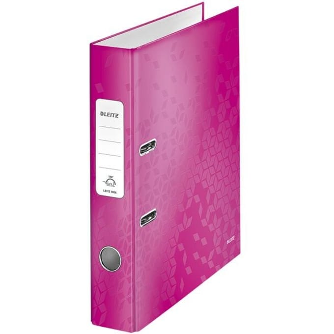 Leitz WOW 180° Duurzame Ordner - Capaciteit van 350 A4-Vel - Rugbreedte van 50 mm - Roze