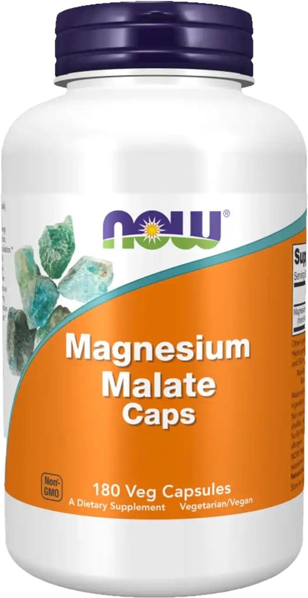 NOW Foods, Capsules de Malate de Magnésium, 180 Capsules Végétales