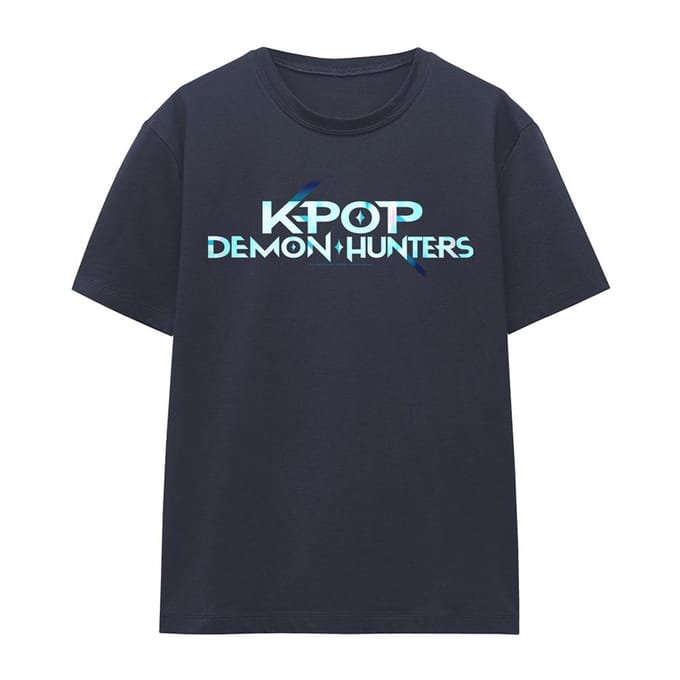 K-Pop Demon Hunters Dames/Dames Kleur Logo T-Shirt (Deep Navy)