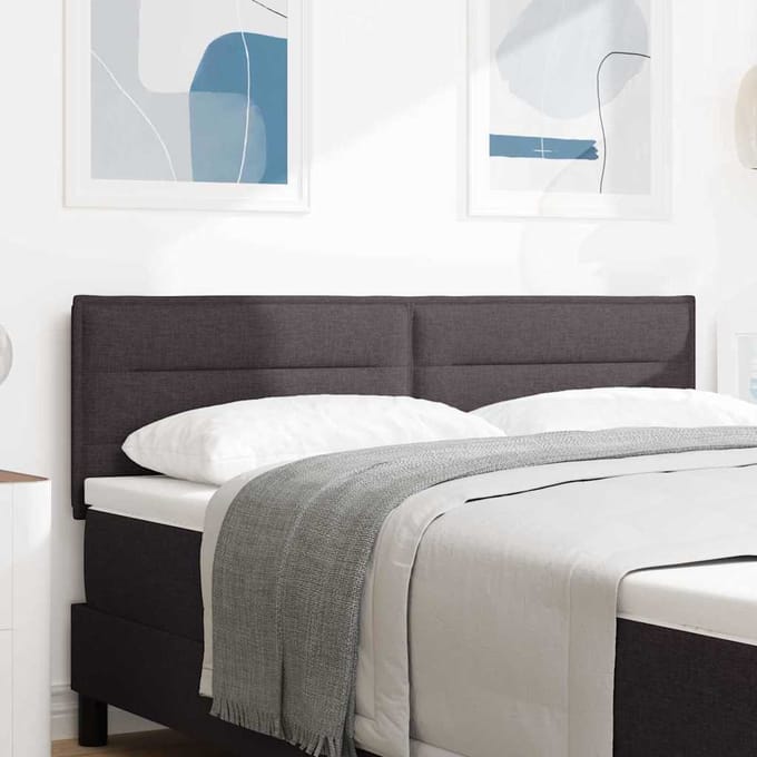 vidaXL - LED - Hoofdbord - Donkerbruin - Stof