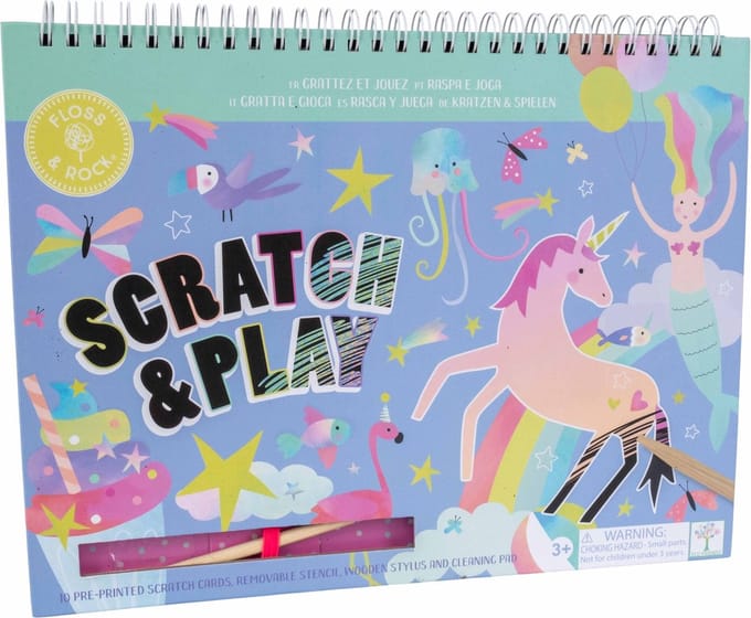 Floss & Rock Scratch and Play Tekenboek, Fantasy - 26.5 x 20.5 x 1.5cm - Multi