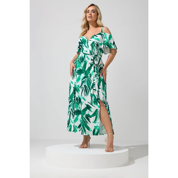 Yours London Groene Abstracte Print Maxijurk Size 52