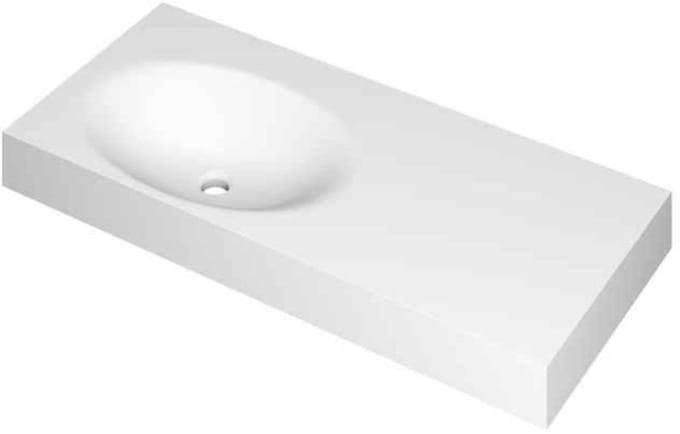 INK Smooth Wastafel Polystone Links Zonder Kraangat - 1000x450x90 mm - Mat Wit