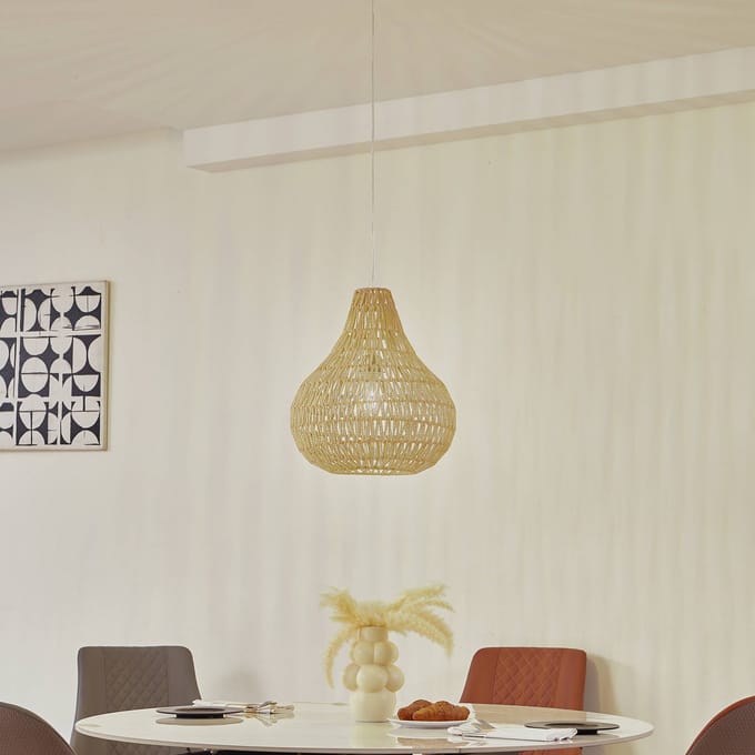 Lindby - hanglamp - 1licht - Henneptouw, ijzer - H: 46 cm - E27 - henneptouw natuur