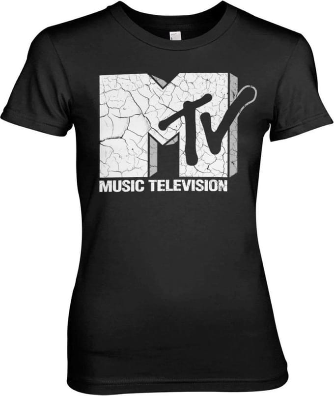 MTV Dames Tshirt -S- Cracked Logo Zwart