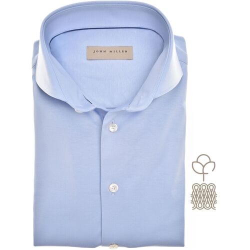 John Miller Overhemd Fine Tricot Cotton Stretch Licht Blauw / male