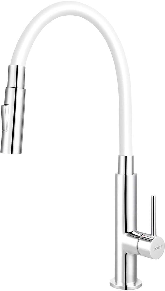 Novaservis Ferro - Keukenkraan met flexibele arm, dualspray, wit/chroom 70730,0B