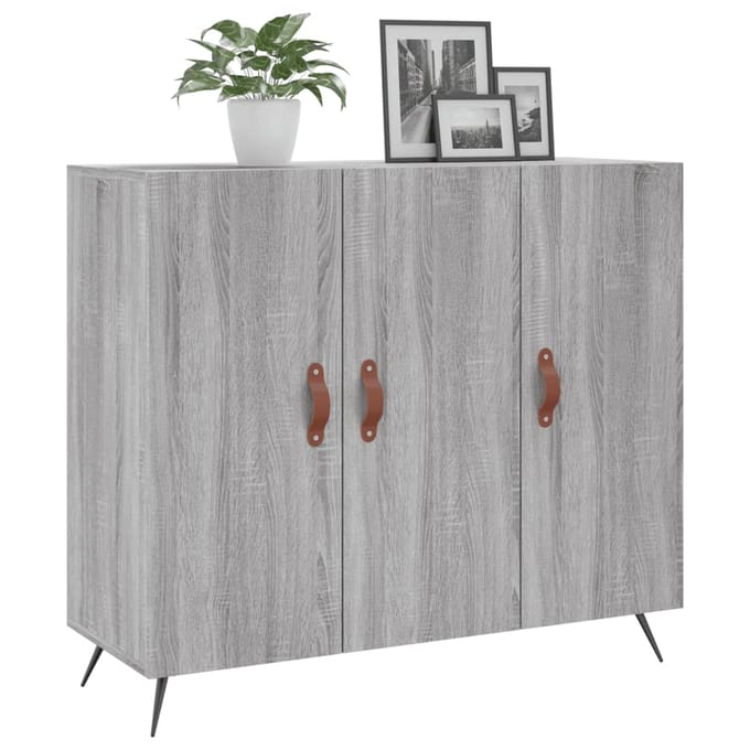 vidaXL - Dressoir - 90x34x80 - cm - bewerkt - hout - grijs - sonoma - eikenkleurig